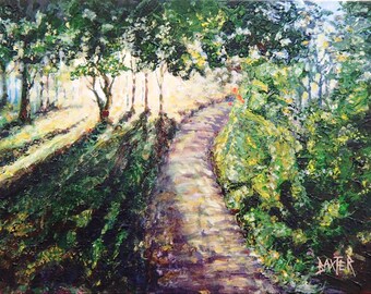 Original Acrylic Painting of " A Walk into the Woods (#1)" by Barry Baxter