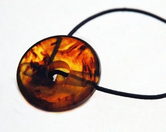 Faux Tortoiseshell Ponytail Holder, Vintage Button Hair Accessory