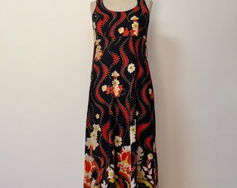 Vintage 60s 70s Psychedelic Maxi Dress