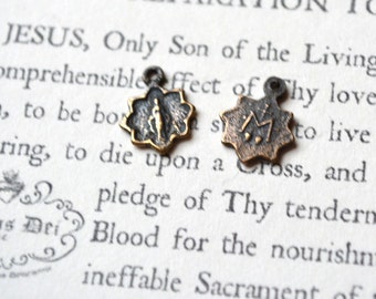 Tiny Miraculous Medal - SET of TWO - Sterling Silver or Bronze - (M112-1201)