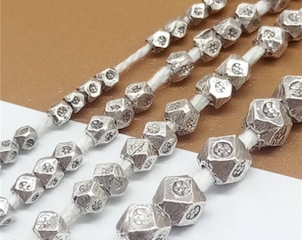 40 Karen Hill Tribe Silver Faceted Beads with Imprint, Hexagon Bead, Higher Silver Content than Sterling Silver 1.5mm 2mm 2.5mm 3.5mm -TR146