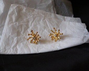 flower earring, gold earring,vintage earring, 14k gold earring