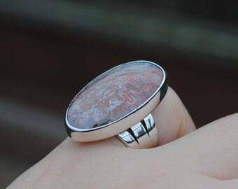 SIZE 4.75, Crazy Lace Agate Ring, Sterling Silver Crazy Lace Agate Jewelry
