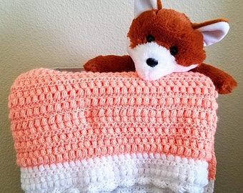 Peach and White "Creamsicle" Baby Blanket