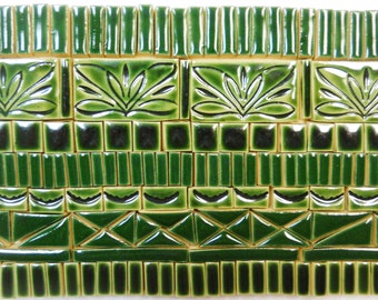 165+ Mosaic Tiles Handmade Ceramic CraftingTiles Stoneware Art Tiles Dark Green Tones Glazed Craft Tiles Assortment #2