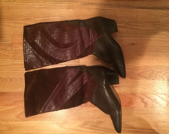 Vintage Italian Brown Leather and Suede Boots - 39.5 (size 8.5)