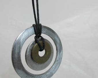 Necklace handmade of recycled parts, metal.