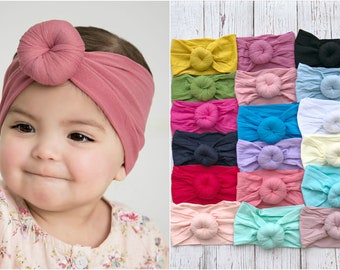 Baby turban Headband, Round Knot turban head wrap, Nylon headbands Head Wraps, Bun turban headband, one size fits all, baby girl headbands