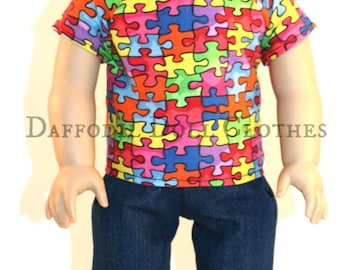 Autism Awareness, 18 Inch Boy Doll, American Doll Boy, 18 inch Doll Clothes, Boy Doll Clothes