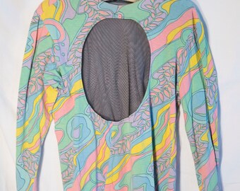 Betsey Johnson Extremely Rare psychedelic mesh club kid top - vintage late 80's BJ Punk label