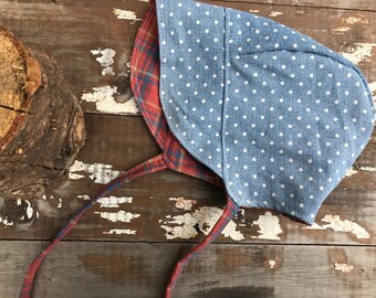 Baby Sun Bonnet Hat-Wee One-Things of the Past -Short Brim-12-18 Months