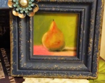 Pear I, Mini Bon-Bon Painting - Framed