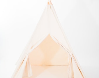 Organic Canvas Kids Teepee Tent, Two Sizes, Natural or White Certified Organic, Can Include Window, No Flame Retardants, Ready to Ship