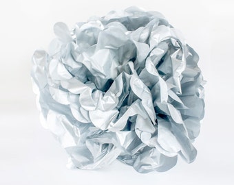 CLEARANCE - Silver tissue paper Pom Pom. 12". Paper decorations. Party decor. Tissue poms. Hanging party decoration. Hanging paper decor.