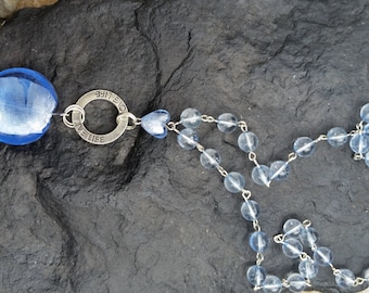 Hand Crafted Genuine Natural Blue Ice Flake Quartz Pendant Necklace