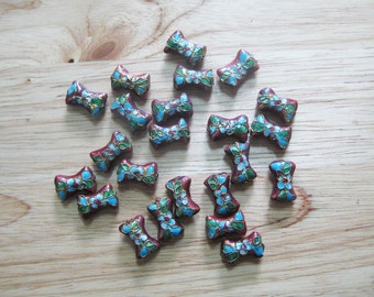 Purple Floral Bow Cloisonne Beads, 15mm x 10mm