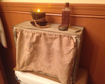 Primitive Cubby Box With Grungy Curtain