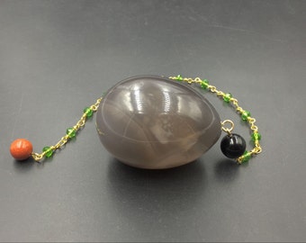 Gray Agate Egg Yoni Egg With Rosary Crystal Chain Gemstone Easter Egg Polished Agate Stone Egg Healing Tool Kit. EG