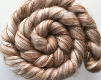 Luxury Combed Tops "Camelot" spinning felting fibre Superfine Merino Baby Alpaca Babay Camel Silk 100g