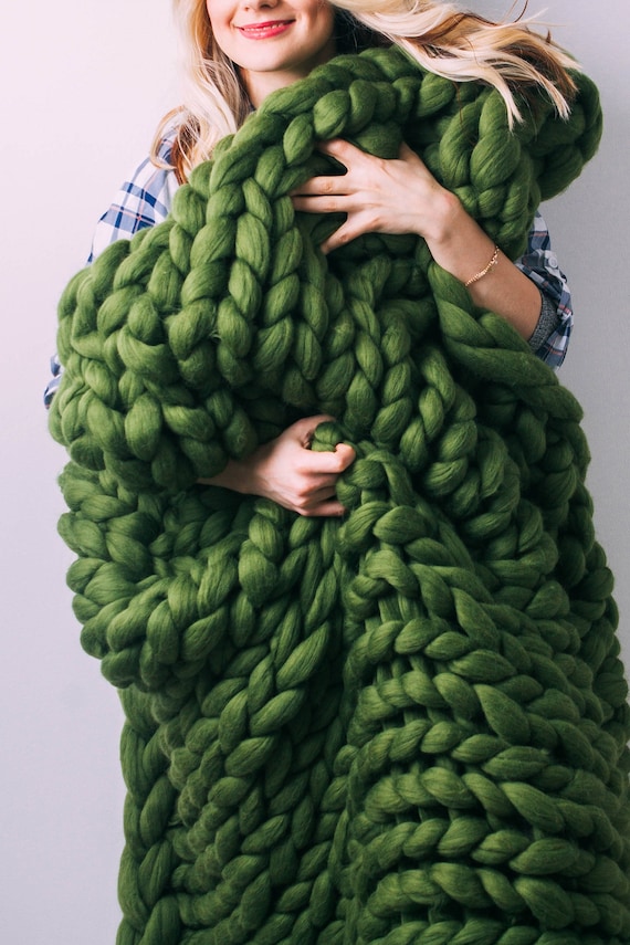 Christmas chunky knit blanket Chunky blanket Blanket Chunky