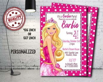 Barbie Invitation, Barbie Birthday, Barbie Party, Barbie Crad, Barbie Printable, Barbie Invitations, Barbie, Girl Invitation, Girl_BF1107
