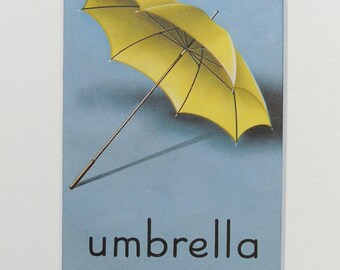 Umbrella - Original vintage Ladybird Book print, Mounted/ Matted Ready for Framing