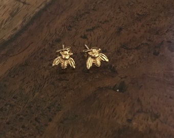 Sterling Silver Gold plated Tiny cute Bumblebee Honey Bee earrings studs