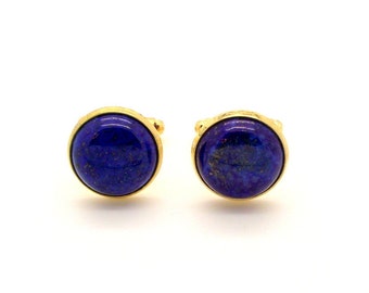 Lapis Lazuli Cufflinks – Dark Blue Cufflinks – Blue Cufflinks 16mm Round