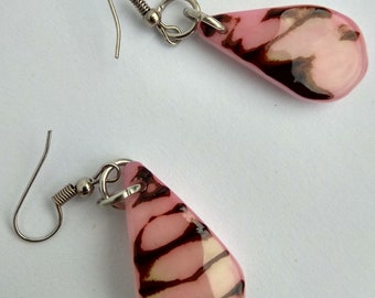 Earrings Teardrop in pink Tagua