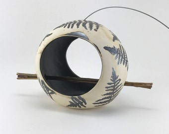 Ceramic Bird Feeder, Pottery Bird Feeder, Garden Art, Rustic