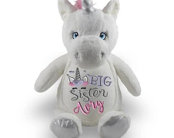 Personalized stuffed animal, Big Sister animal Design, big sister gift, best big sister gift, sister stuffed animal, embroidered