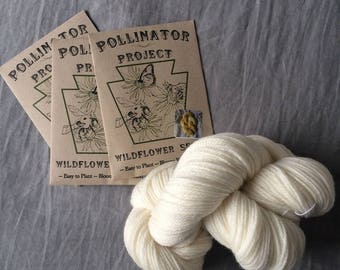 Triple Pack of Pollinator Project/ bedhead fiber Dye Flower Seeds *with* skein of US made yarn