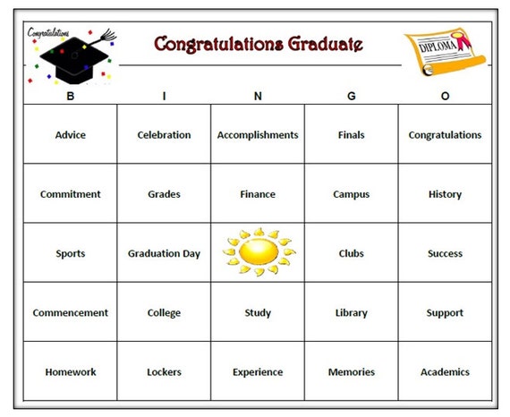 graduation party bingo game 30 cards graduation and school