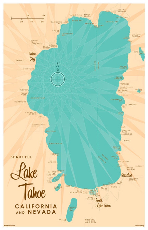 Lake Tahoe Map Print