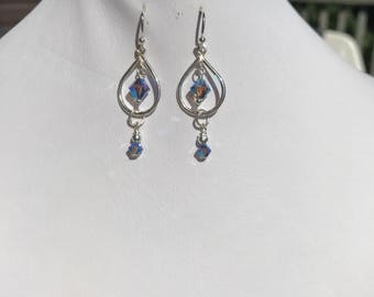 Silver Teardrops & Swarovski Crystal Earrings