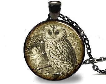Owl Pendant, Owl Necklace, Owl Jewelry, Owl Charm, Black (PD0288)