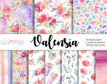 Floral digital paper. Watercolor paper. Floral papers. Floral paper. flower digital paper. Flower background. Digital paper. Floral pattern