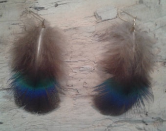 light blue feather earrings