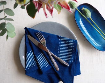 Block print napkins, Indigo napkins, Cotton napkins, Handmade napkins, Table napkins, Housewarming gift