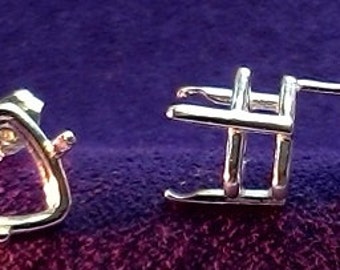 1 pair of ~ Sterling Silver ~ 5, 6, 7, 8, 9, 10, 11 or 12mm Triangle / Trillion Earring settings / Mountings ~ to be ordered ~ #183 ~ FDK