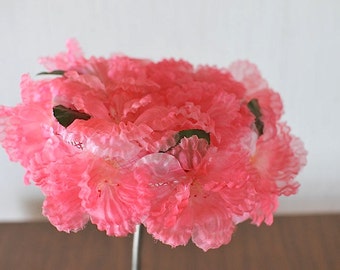 Vintage Pink Silk Chiffon Floral Mesh Pillbox Hat / Summer Floral Pillbox Hat / Floral Pillbox Hat / Chiffon Floral Pillbox Hat