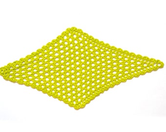 Yellow hand dyed Crochet Doily Vintage doily