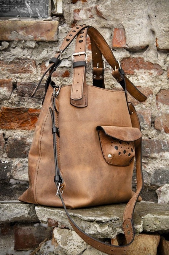 oversized brown leather bag