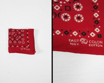 Vintage Elephant Brand Bandana Trunk Up Turkey Red Small Print 1950s Fast Color Handkerchief