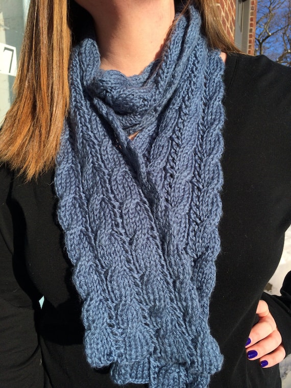 Items similar to Double Sided Cable Knit Scarf on Etsy
