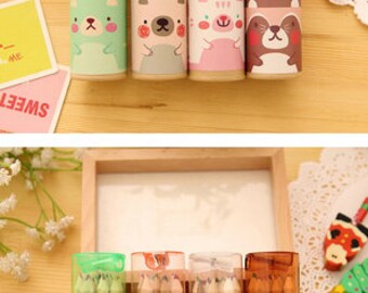 Colour Pencil - Mini Bear Colour Pencil Set of 12 | Kawaii Stationery | Back to School | Office Supplies | Art and Craft