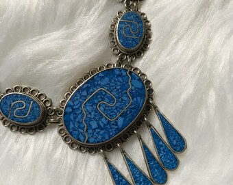 Alpaca Mexico Turquoise Silver Necklace