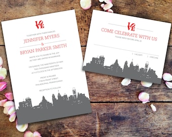 Philadelphia Skyline & Love Statue Wedding Invitation