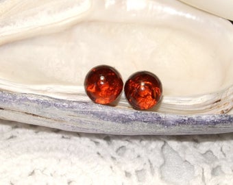 Baltic Amber 8mm Ear Studs Stud Earrings Earings Titanium Posts and Clutches Hypo Allergenic Made in Newfoundland Energy