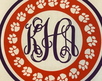 Clemson monogram decal, clemson decal, car decal, tumber decal, laptop decal, yeti decal, graduation gift, SC decal